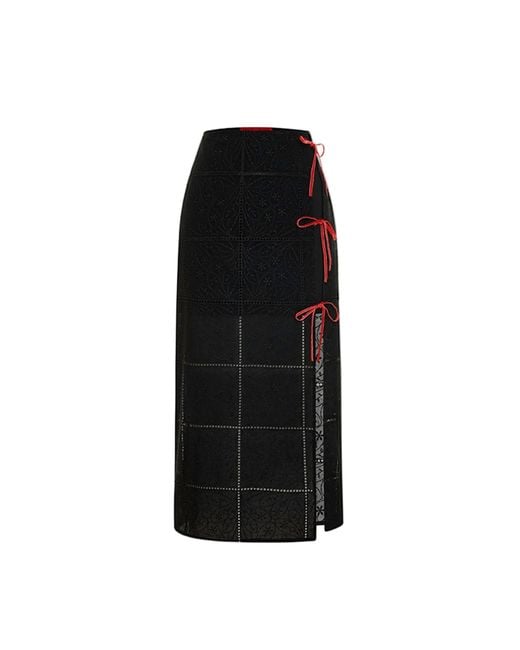 Pcfg Black The Broderie Anglaise Edit Embroidered Slit Maxi Skirt