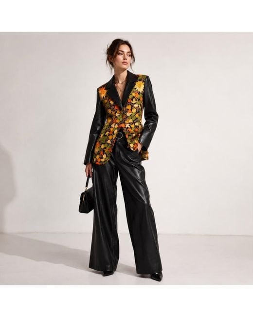 Zasta Studio Black Hand-Embroidered Leather Blazer