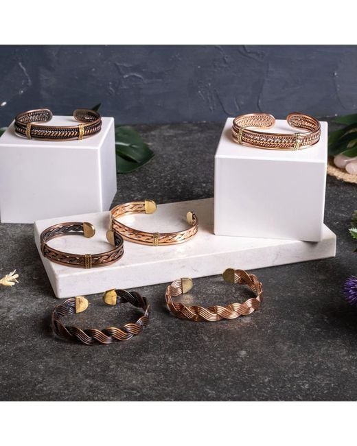 Anatoliacraft Metallic Woven Copper Cuff Bracelet Tone for men