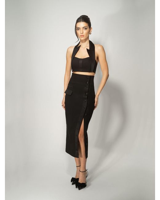Tia Dorraine Black Femme Fatale Midi Skirt