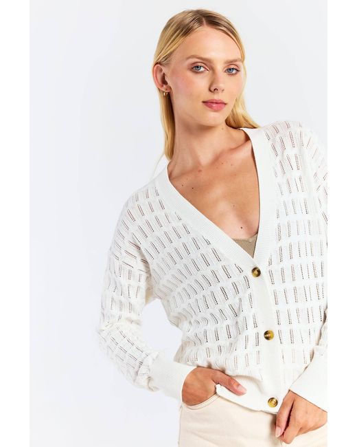 Brodie Cashmere White Scallop Trim Pretty Cardi