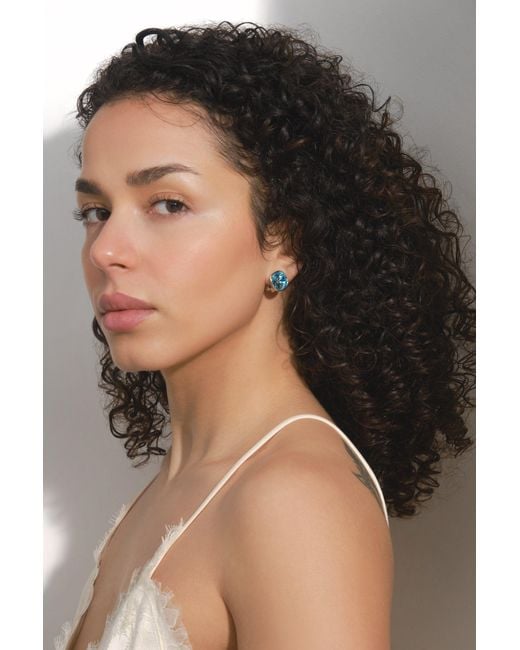 Emma Holland Jewellery Blue Aqua Cushion Crystal Clip Earrings