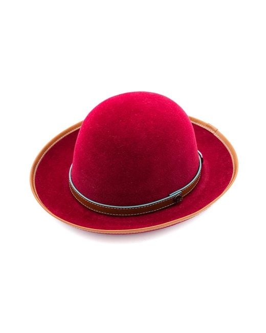 DORIA 1905 Red Lapin Felt Rolling Hat for men
