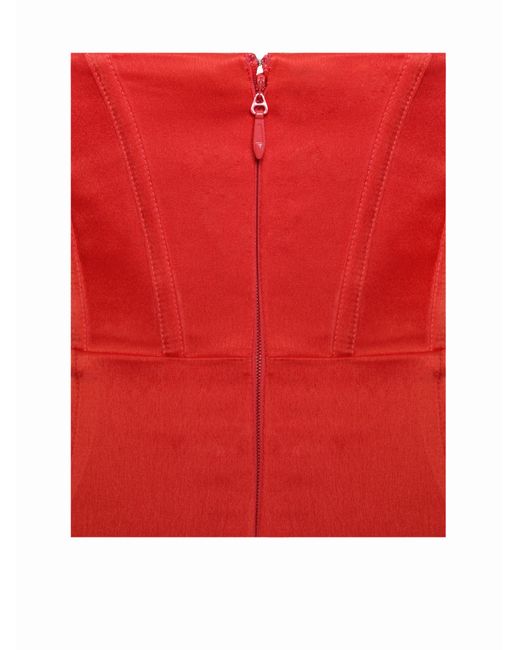 Miss Circle New York Red Lora Scarlet Crystal Embellished Mesh Satin Corset Gown
