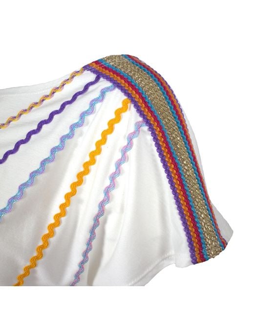 Lalipop Design White Viscose Blouse With Colourful Ribbon Accessories