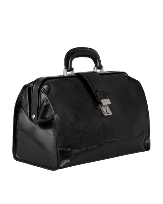 Time Resistance Black Small Leather Doctor Bag For