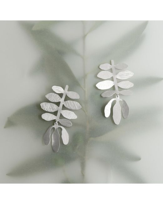 Joidart White Plated Earrings Silvela