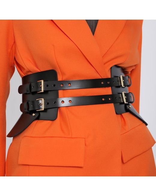 Haute Cuir Black Peplum Maia Leather Corset Belt