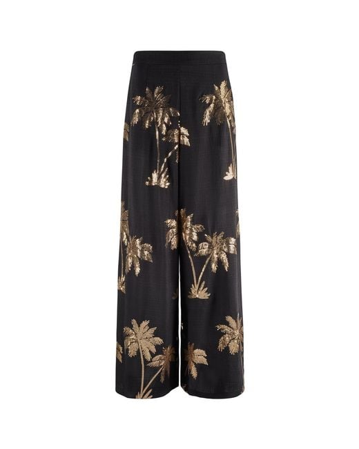 Traffic People Black Palms Of Sequin Rene Wide Leg Trousers