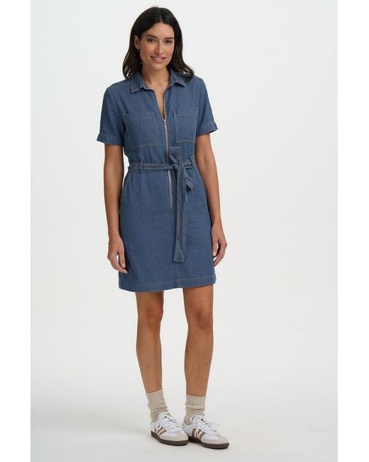 Sugarhill Blue Tasha Mini Dress Stripe Denim