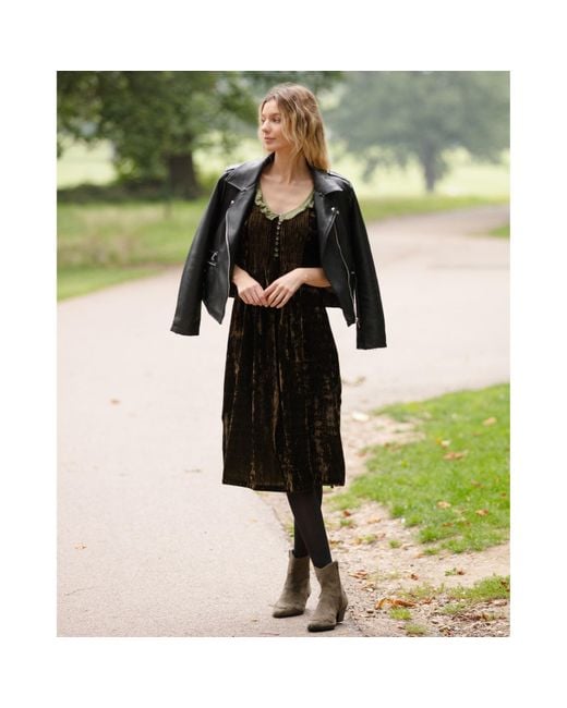 At Last Green Silk Velvet Karen Dress
