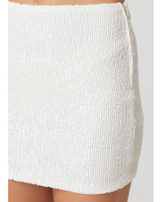 Pcfg White Sequin Mini Skirt