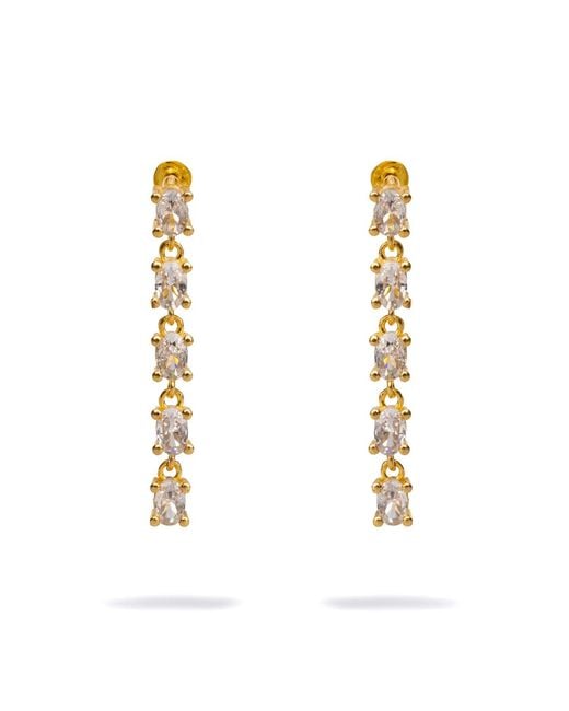 Ebru Jewelry Metallic Elegant Drop Down Diamonds Earrings