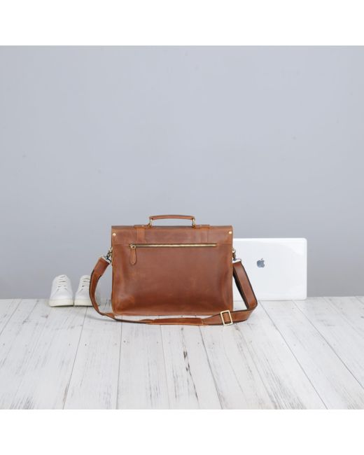 Touri Brown Worn Look Genuine Leather Briefcase for men