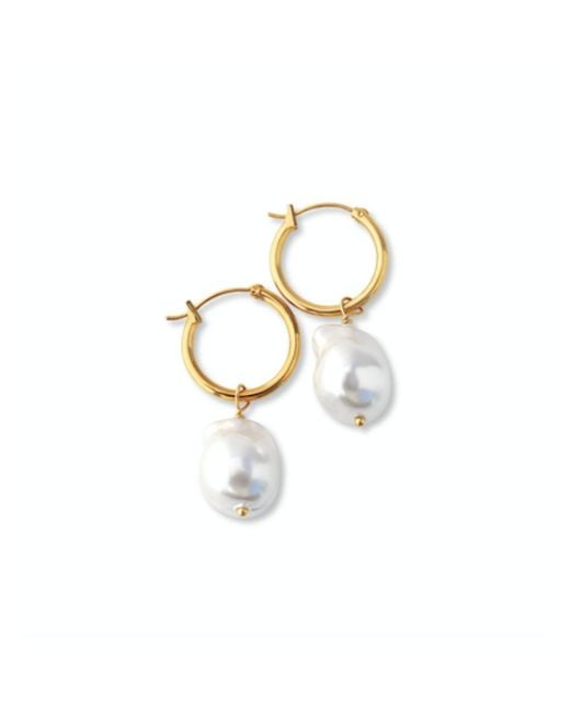 FV Jewellery Metallic Steel Me Baroque Pearl Hoop Earrings