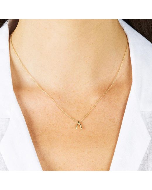 Spero London Metallic Sterling Tiny Mini Wishbone Necklace
