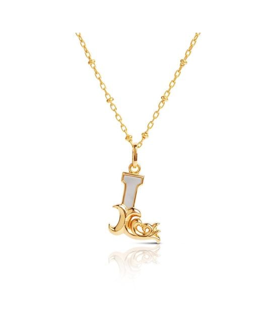 Kasun Metallic Plated L Initial Necklace With Mother Of Pearl