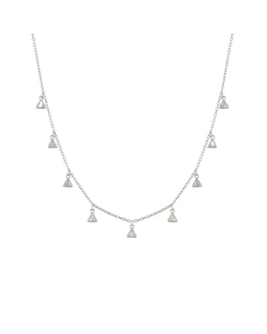 Spero London Metallic Jewelled Triangle Sterling Station Necklace