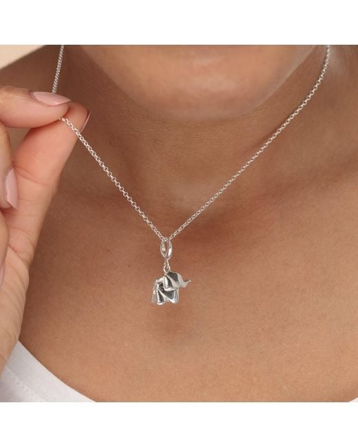 Lily Charmed Metallic Sterling Origami Elephant Charm Necklace