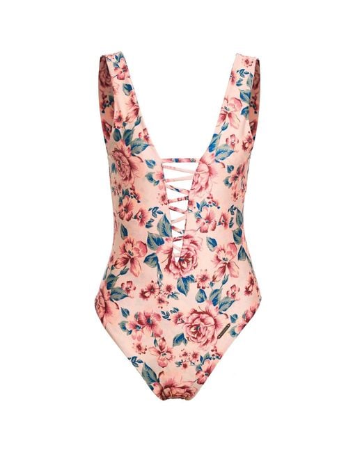 Paola Amador Red Tulum Roses Swimsuit