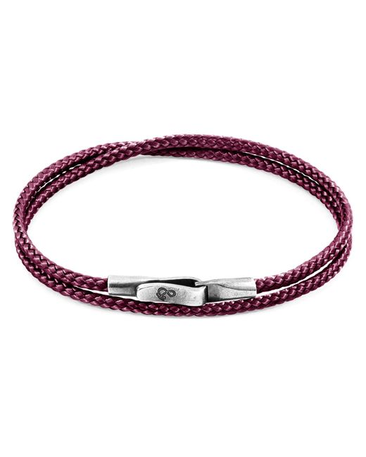 Anchor and Crew Aubergine Purple Liverpool Silver & Rope Bracelet for men