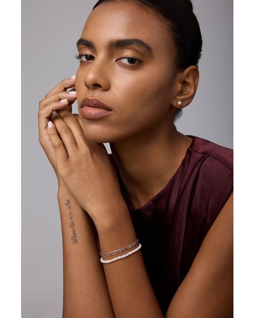 Vanhi Metallic Mini Paperclip Double Chain Bracelet
