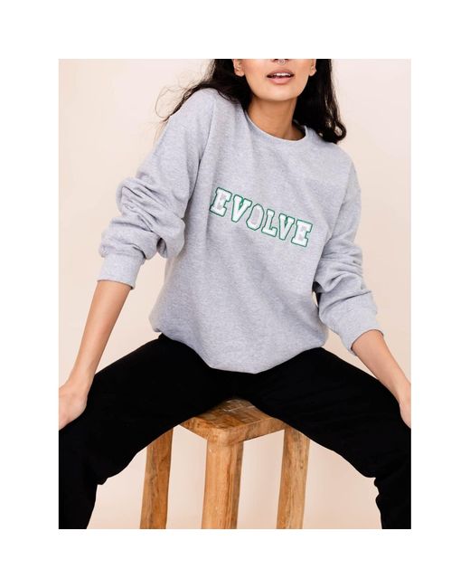 Nooltrends Gray Evolve Varsity Embroidered Sweatshirt for men