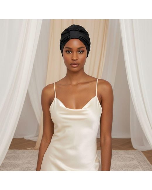 Hi Silk Black Set Of Two Double-Layer Silk Bonnets