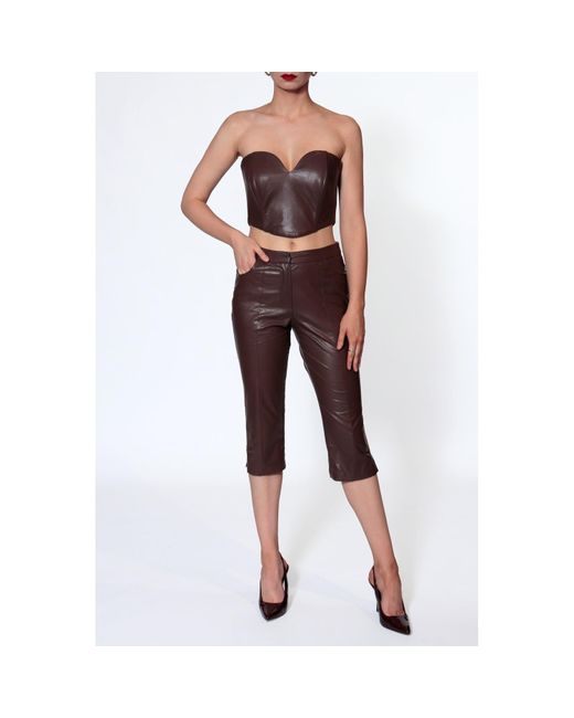 AGGI by HALEWSKI Brown Capri Dakota Chocolate Below Knee Length Pants
