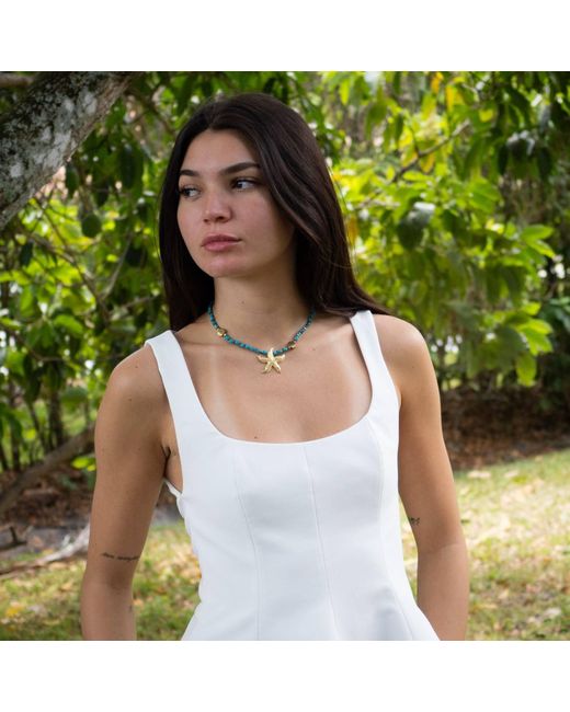 Ebru Jewelry Blue Ocean Spirit Starfish & Choker Necklace