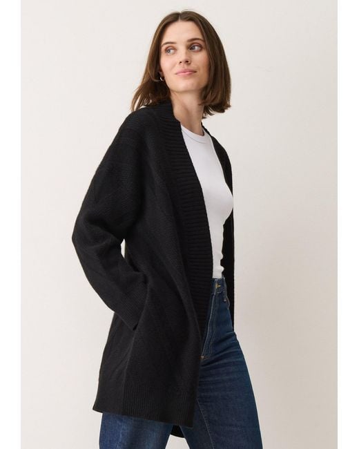 Loop Cashmere Black Textured Chevron Cardigan