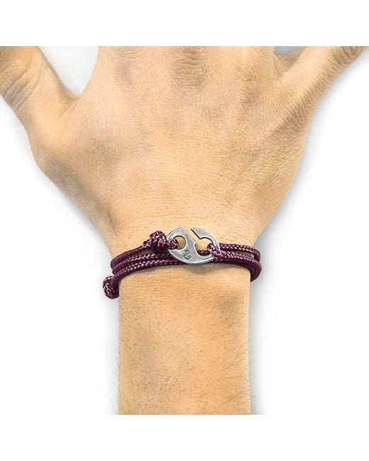 Anchor and Crew Purple Aubergine Windsor & Rope Bracelet for men