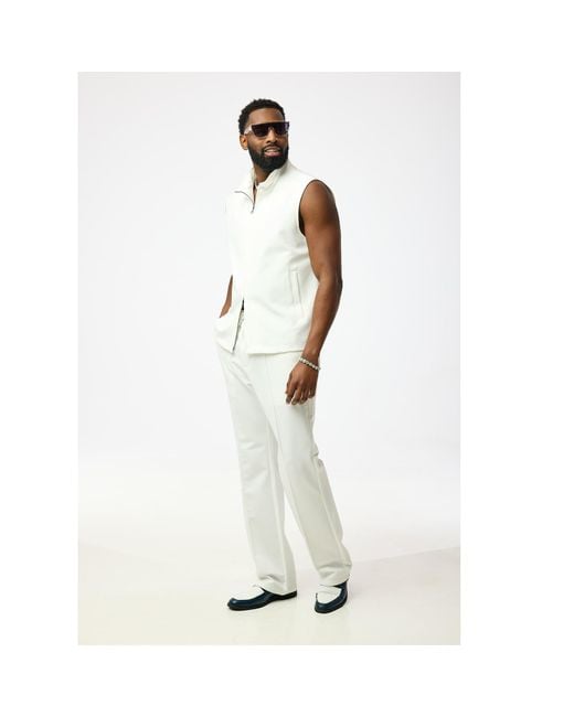 DAVID WEJ White Ashford Relaxed Gilet for men