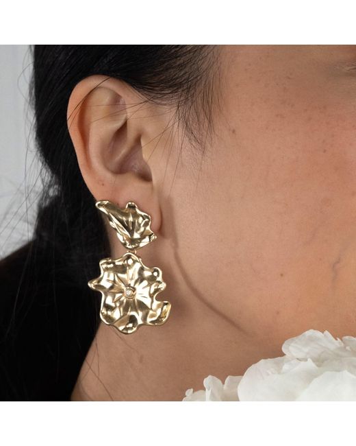 Rare Matters Jewelry Metallic Golden Flora Statement Earrings