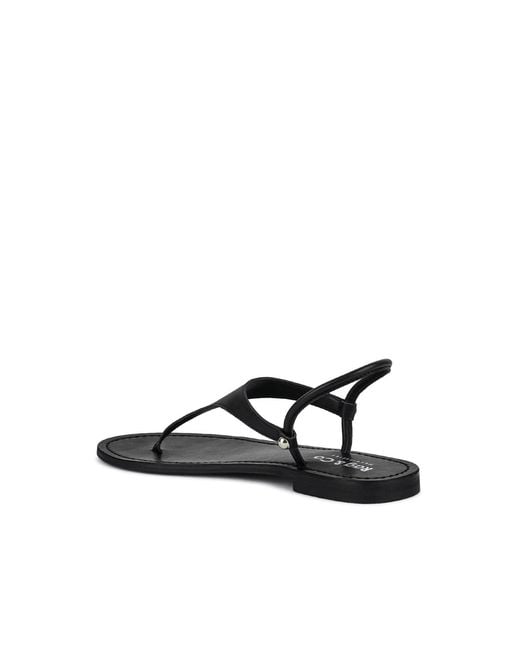 Rag & Co Black Madeline Flat Thong Sandals By Rag & Co
