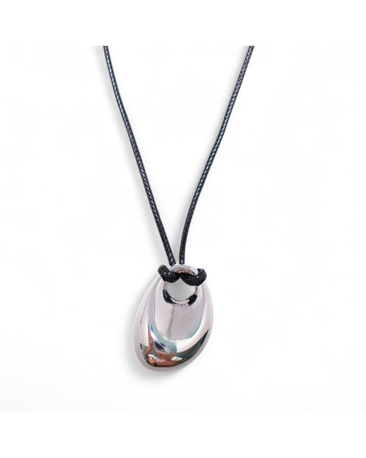 Miss Cecilia Metallic Oval Pebble Cord Necklace
