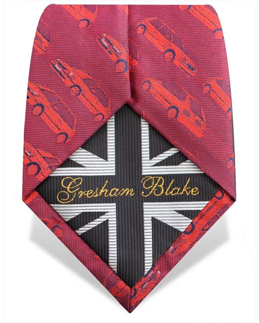 Gresham Blake Pink Car Silk Tie for men