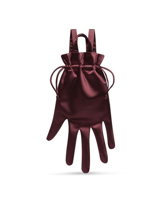 Lulu Guinness Purple Burgundy Satin Hand Backpack