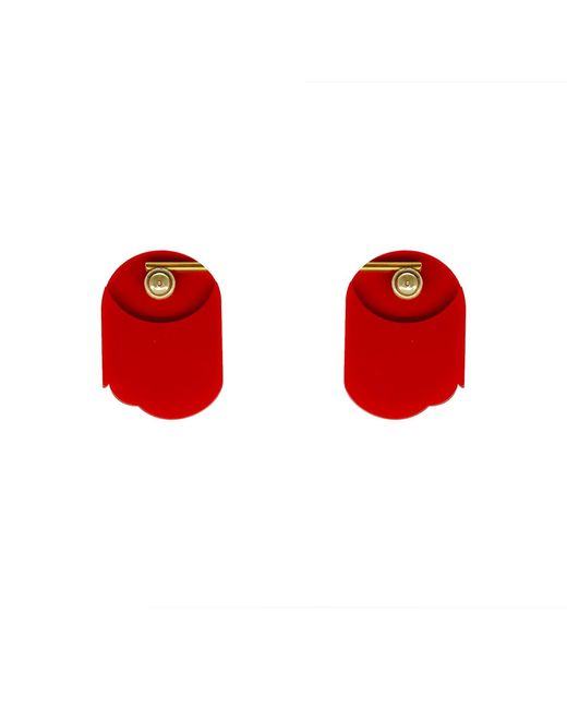 Gissa Bicalho Red Handmade Acrylic Earring Rosebud M