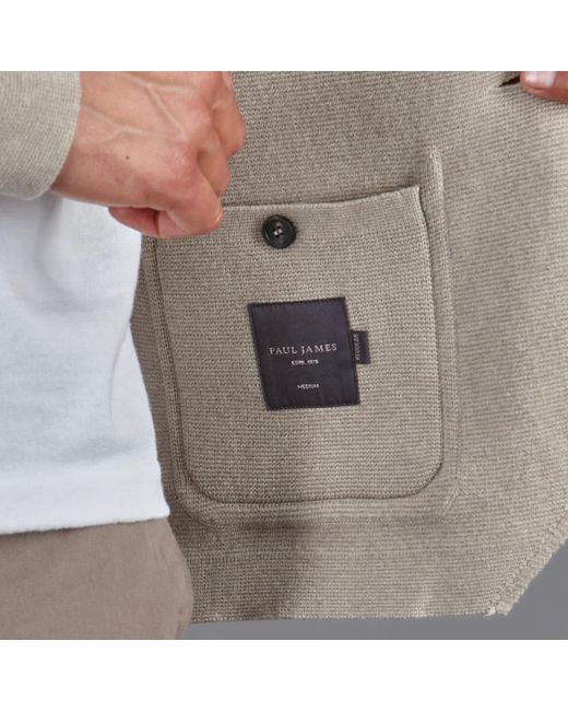 Paul James Knitwear Gray Cotton Deconstructed Knitted Gabriel Blazer for men