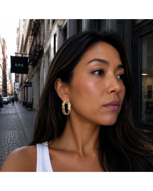 Hye Jane Jewelry Metallic Rue Hammered Oval Earrings