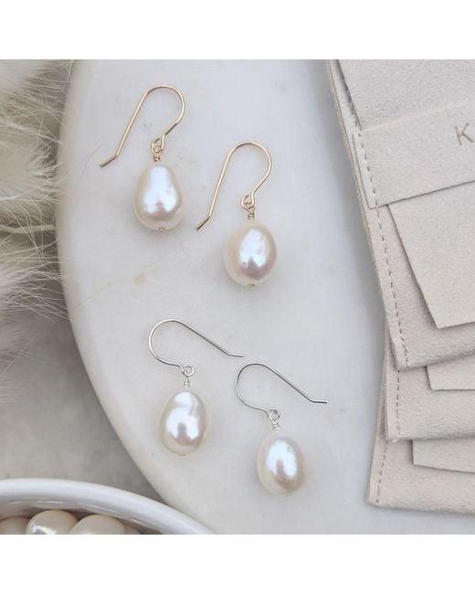 Kiri & Belle White Willow Sterling Baroque Pearl Hook Earrings