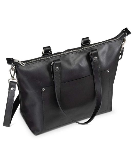 Hides Leather Co. Black Handmade Large Tote Crossbody Bag