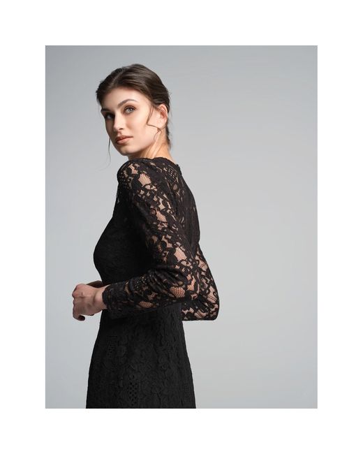 Rumour London Black Chiara Long Sleeve Lace Dress