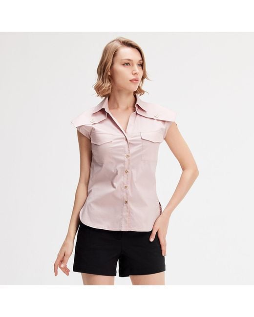 Smart and Joy Pink Sleeveless Shirt With Flaps On Shoulders
