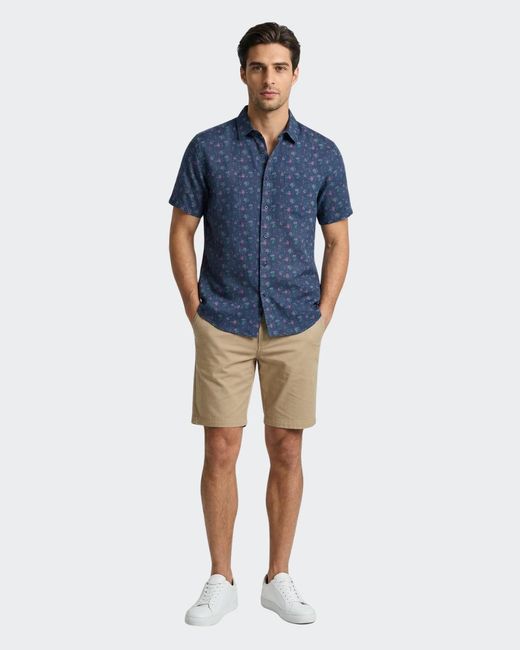 Vustra Blue Floral Short-Sleeve Button-Down Shirt for men
