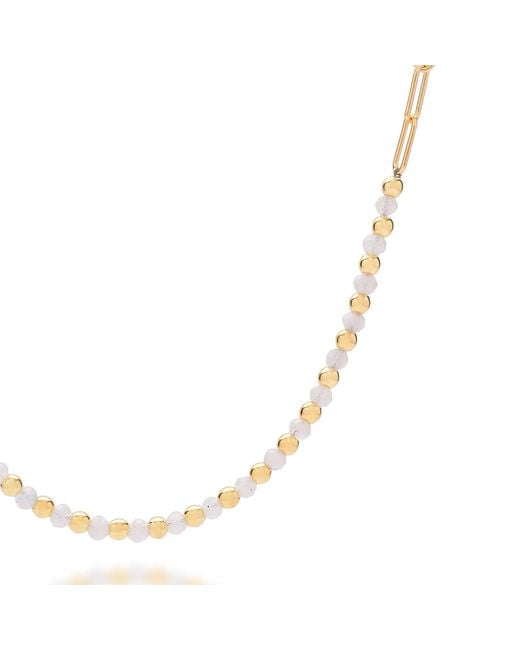 Nellou Jewellery Metallic Moonstone Gem Shine Necklace Plated Sterling