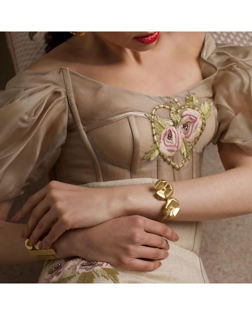 Meraki by Rashmi Bajaj Metallic Petite Buttercup Plated Cuff Bracelet
