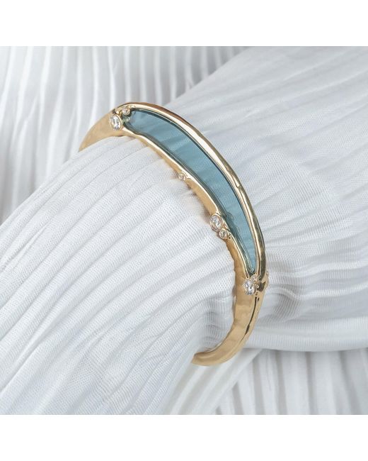 Rare Matters Jewelry Blue Gemstone Inlay Bangle Cuff