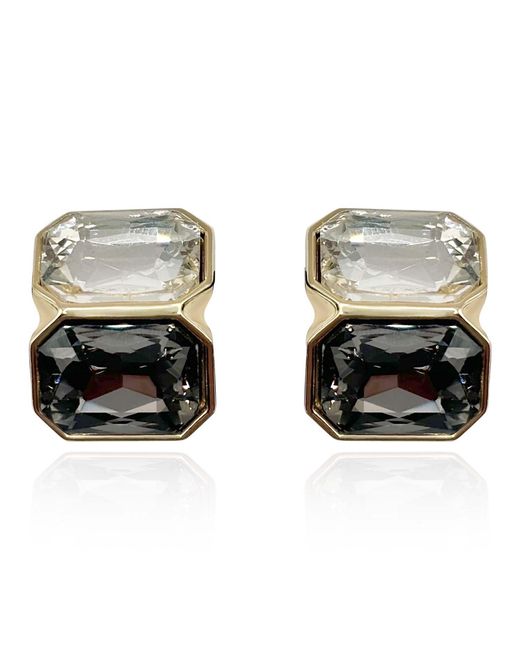 Michael Nash Jewelry Metallic Clara Crystal And Diamond Double Stone Clip Earrings